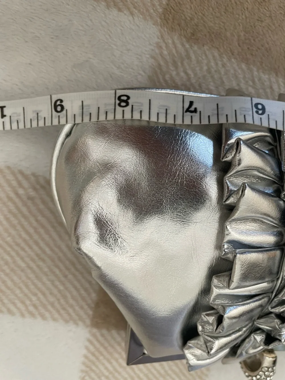 Silver Ruffled Crystal-Embellished Women's Clutch 6X9 inches